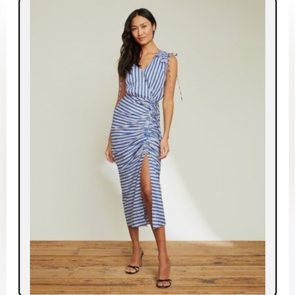 NWT Veronica Beard Blue and White Teagan Striped Resortwear Dress